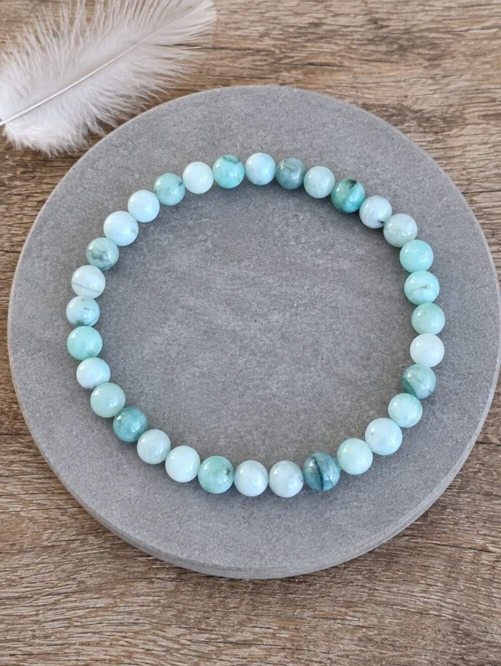 Green Colombia Emerald Beads Stretch Bracelet - Hand Crafted